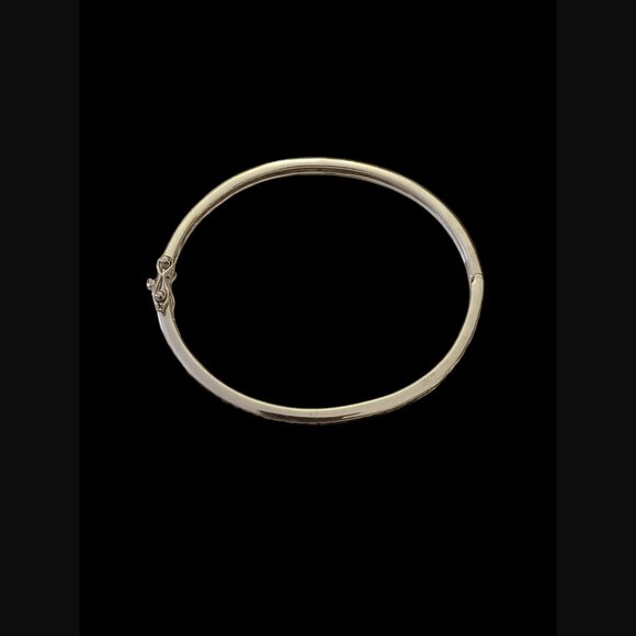 925 Sterling Silver Square Cut Black 7" Hinged Bangle Bracelet - Picture 6 of 8